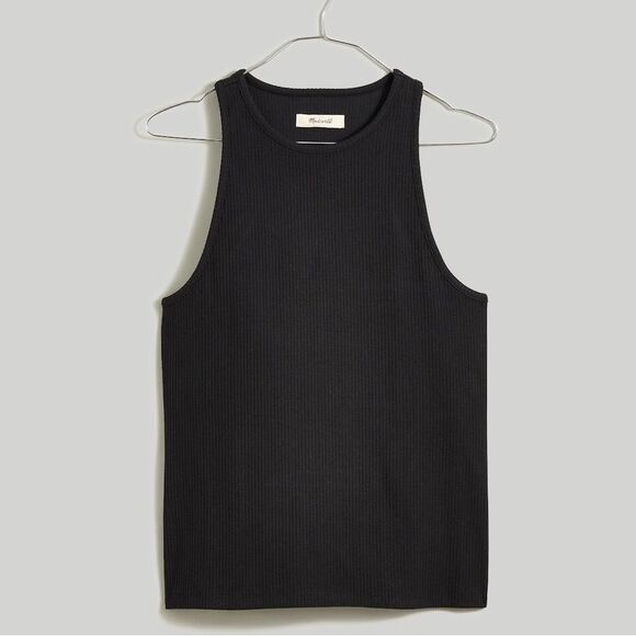Madewell NWT Highneck Tank With Shelf Bra in Sleekhold Size Small in True Black - Picture 6 of 8